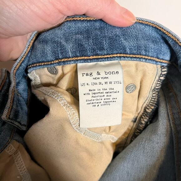 RAG & BONE 10 Inch Stove Pipe Prospector Distressed Step Hem Size 25 Revolve - Picture 8 of 8